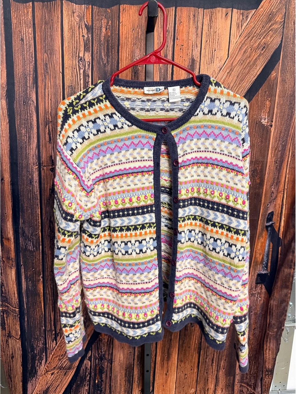 Paul Harris Design XL Multicolor Patterned Cardigan Sweater